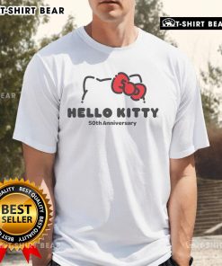 Alt Text: Pretty Hello Kitty 50th Anniversary T-Shirt featuring a colorful design and iconic Hello Kitty character.
