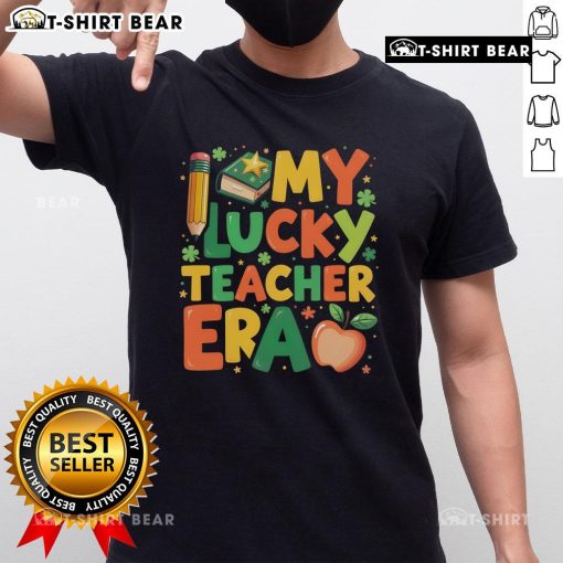 Alt Text: Pretty In My Lucky Teacher Era Retro St Patrick's Day T-Shirt featuring vibrant green design and festive graphics.