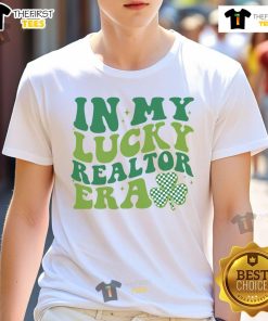 Pretty retro groovy 'In My Lucky Realtor Era' T-shirt design featuring vibrant colors and playful typography.