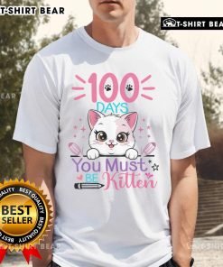 Alt Text: Cute '100th Day of School' T-shirt featuring a playful kitten, perfect for celebrating the Top 100 Days of School.