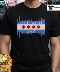 Top 26.2 Mile Marathon Runner Chicago Flag Running T-Shirt featuring vibrant colors and a stylish design for marathon enthusiasts.