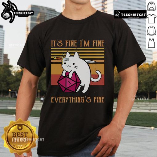 Top Cat 'It's Fine I'm Fine Everything's Fine' T-Shirt featuring a cheerful cat design, perfect for casual wear.