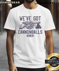 Alt Text: Top Cbj We've Got Cannonballs T-Shirt featuring a bold graphic design and comfortable fit for fans.