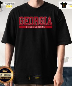 Top Georgia Cheerleading T-Shirt featuring a vibrant design and team colors, perfect for fans and cheerleaders alike.