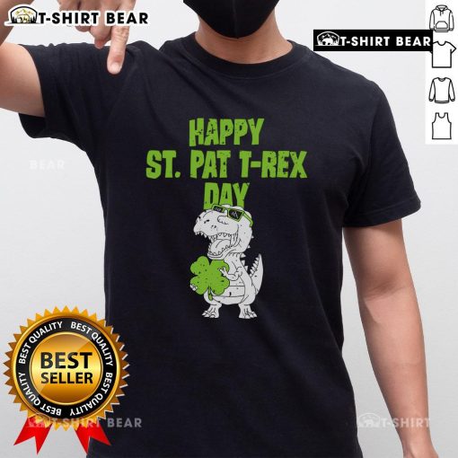 Top Happy St Pat T-Rex Day Dino St Patrick's Day T-Shirt featuring a cheerful dinosaur in festive green attire.