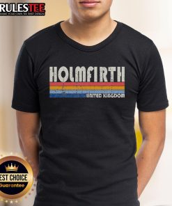 Top Holmfirth United Kingdom retro vintage T-shirt design featuring classic style and local pride.