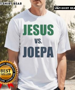 Top Jesus Vs Joepa T-Shirt featuring vibrant graphics and a bold design, perfect for fans of spirited debates and sports culture.