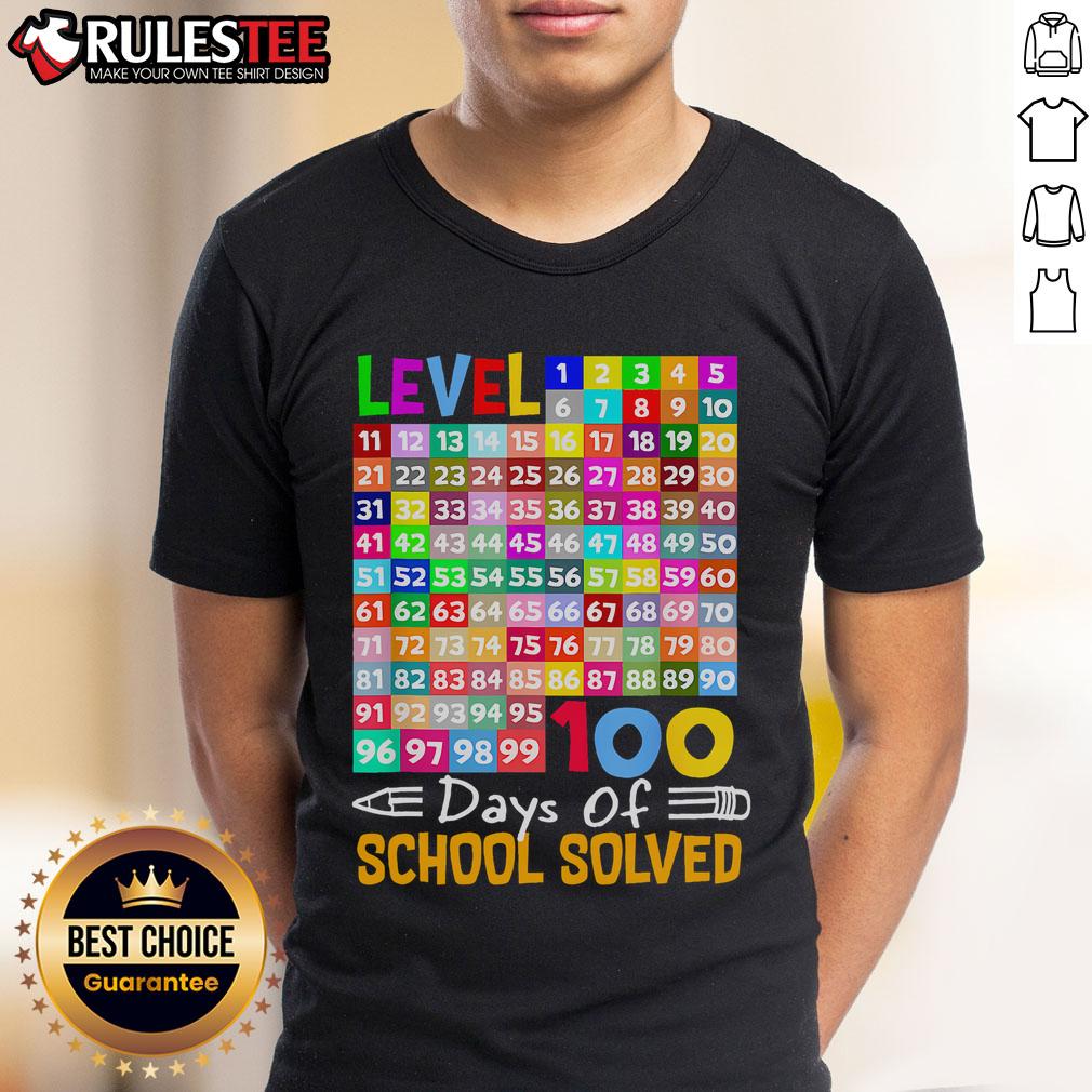Top Level 100 Days Of School Solved Math Teacher Students T Shirt Top Level 100 Days Of School Solved Math Teacher Students T-Shirt featuring fun graphics for educators and students.