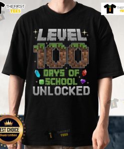 Top Level 100 Days of School Unlocked Gamer Minecraft T-Shirt featuring vibrant graphics and playful design for gamers.