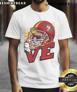 Top Love San Francisco 49ers Football Helmet T-Shirt featuring a bold 49ers design for fans.