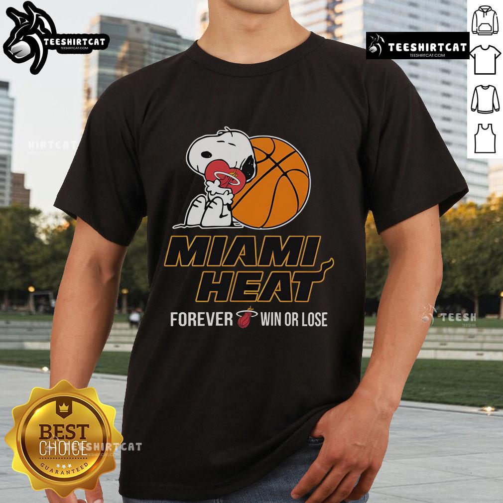 Top NBA The Peanuts Movie Snoopy Forever Win Or Lose Basketball Miami Heat T-Shirt Alt Text: Top NBA The Peanuts Movie Snoopy Forever Win Or Lose Basketball Miami Heat T-Shirt featuring Snoopy in action.