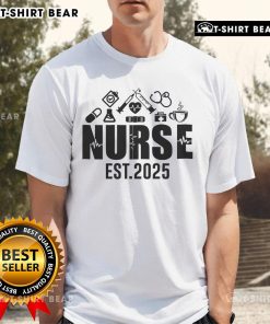 Top New Nurse Est 2025 RN Nursing School Graduation T-Shirt for proud nursing graduates celebrating their achievement.