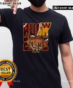 Top NFL Rush Zone cartoon Washington Commanders football logo T-shirt featuring vibrant graphics and team colors.