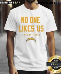 Alt Text: Los Angeles Chargers 2025 T-shirt with 'No One Likes Us We Don't Care' slogan, perfect for passionate fans.