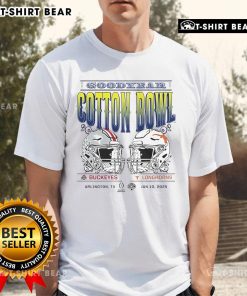 Ohio State vs Longhorns playoff semifinal T-shirt from January 10, 2025, in Arlington, TX, featuring team logos and vibrant design.