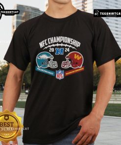 Top Philadelphia Eagles vs Washington Commanders NFL head to head 2024 NFC Championship T-shirt design with team logos.