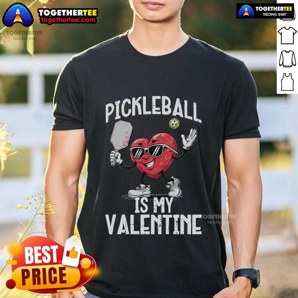 Top Pickleball Is My Valentine Heart Funny Valentine'S Day T Shirt Top Pickleball Is My Valentine heart graphic on a funny Valentine's Day T-shirt for pickleball lovers.