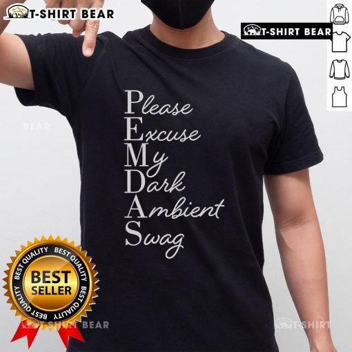 Coil T-Shirt featuring the phrase 'Please Excuse My Dark Ambient Swag' in stylish typography, perfect for dark ambient music fans.
