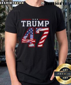 Alt Text: Top President Donald Trump Inauguration Day 2025 USA Flag T-Shirt featuring patriotic design and vibrant colors.