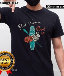 Alt Text: Top Real Women Stand Up Paddling Paddle T-Shirt featuring a vibrant design perfect for paddleboarding enthusiasts.