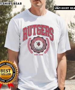 Rutgers Scarlet Knights Team Crest T-Shirt Est 1766 featuring bold graphics and school colors for passionate fans.