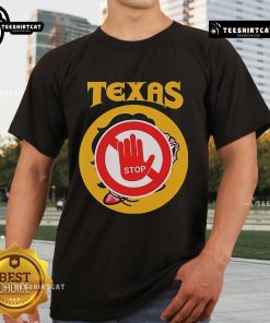 Top Texas Frightmare Mystery Stop Sign T-Shirt featuring a bold graphic design perfect for horror fans and collectors.