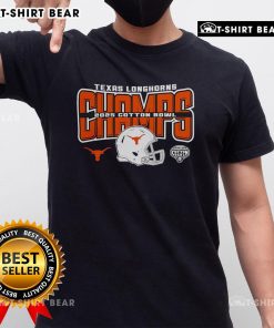 Alt Text: Texas Longhorns 2025 Cotton Bowl Game Champs Helmet T-Shirt featuring bold graphics and vibrant colors.