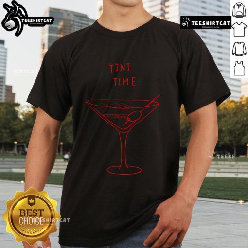 Top Tini Time Martini Lover T-Shirt featuring a fun design for cocktail enthusiasts, perfect for casual outings and parties.