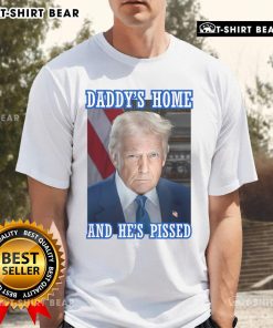 Top Trump Daddy's Home He's Pissed 2025 Inauguration Portrait T-Shirt featuring bold graphics and vibrant colors.