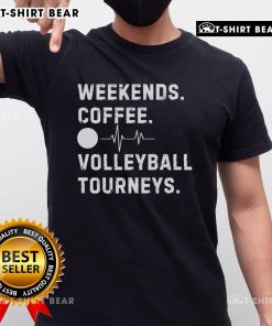Top Weekend Coffee and Volleyball T-Shirt featuring a fun graphic design for sports and coffee lovers.