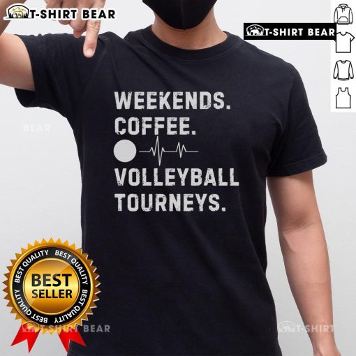 Top Weekend Coffee and Volleyball T-Shirt featuring a fun graphic design for sports and coffee lovers.