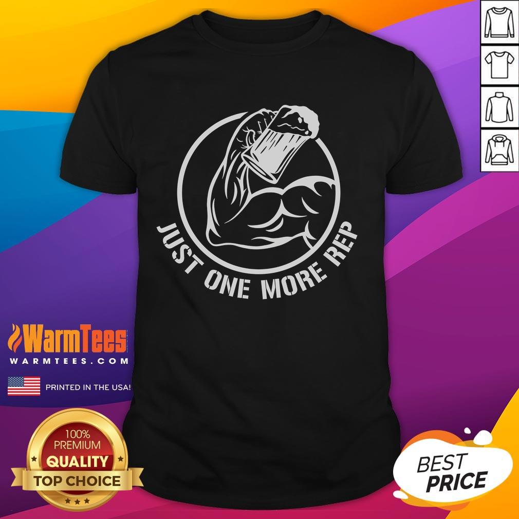 Awesome Beer Gym Just One More Rep T Shirt Alt Text: Awesome Beer Gym Just One More Rep T-Shirt featuring a fun fitness and beer-themed graphic design.
