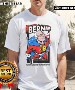 Awesome Bernie Sanders superhero T-shirt featuring a bold graphic of Bernie in a heroic pose, perfect for supporters.