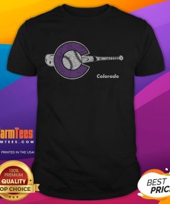 Awesome Colorado Baseball Bat Colorado State T-Shirt featuring a bold design perfect for sports enthusiasts in Colorado.