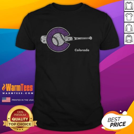 Awesome Colorado Baseball Bat Colorado State T-Shirt featuring a bold design perfect for sports enthusiasts in Colorado.