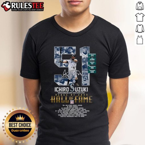 Alt Text: Awesome Ichiro Suzuki Class Of 2025 Hall Of Fame T-Shirt featuring a bold design celebrating the baseball legend.