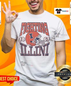 Alt Text: Awesome Illinois Fighting Illini Classic Team Helmet T-Shirt featuring vibrant team colors and iconic logo design.