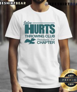 Alt Text: Awesome Jalen Hurts throwing Club Philadelphia PA Chapter T-Shirt design featuring vibrant graphics and team spirit.
