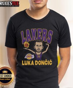 Awesome Luka Doni Los Angeles Lakers homage player t-shirt featuring vibrant graphics and comfortable fit for fans.
