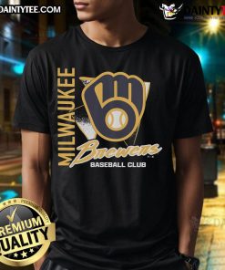 Awesome Milwaukee Brewers Side Arm Baseball Club T-Shirt featuring team logo and vibrant colors for fans and players.