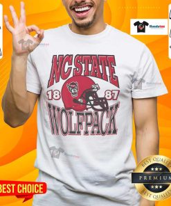 Alt Text: Awesome NC State Wolfpack Classic Team Helmet T-Shirt featuring bold team colors and logo for fans.
