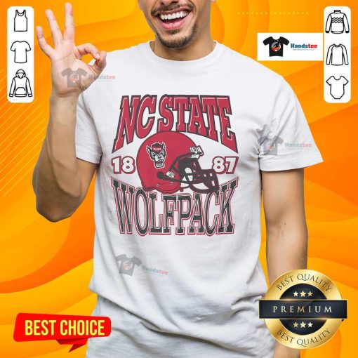 Alt Text: Awesome NC State Wolfpack Classic Team Helmet T-Shirt featuring bold team colors and logo for fans.