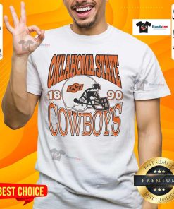 Awesome Oklahoma State Cowboys Classic Team Helmet T-Shirt featuring a bold helmet graphic, perfect for OSU fans.