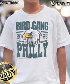 Awesome Philadelphia Bird Gang Champions 2025 T-Shirt featuring vibrant team graphics and a stylish design for fans.