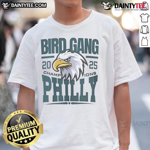 Awesome Philadelphia Bird Gang Champions 2025 T-Shirt featuring vibrant team graphics and a stylish design for fans.