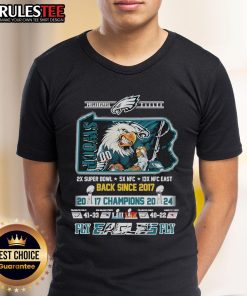 Awesome Philadelphia Eagles Super Bowl Champions 2024 T-Shirt, celebrating the team's victory since 2017. Fly Eagles Fly!