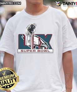 Awesome Philadelphia Eagles Lix Super Bowl Logo Trophy T-Shirt featuring bold graphics and team colors.