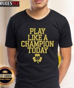 Alt Text: Awesome Play Like A Champions Notre Dame Fighting Irish Football T-Shirt featuring bold team graphics and colors.