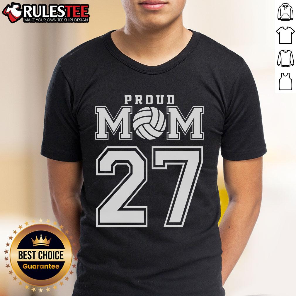 Awesome Proud Volleyball Mom Number 27 T Shirt Alt Text: Awesome Proud Volleyball Mom Number 27 T-Shirt featuring vibrant design, perfect for supporting your athlete.