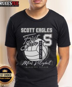 Alt Text: Awesome Scott Men's Volleyball First Serve 2025 T-Shirt featuring a bold graphic and vibrant colors for volleyball fans.